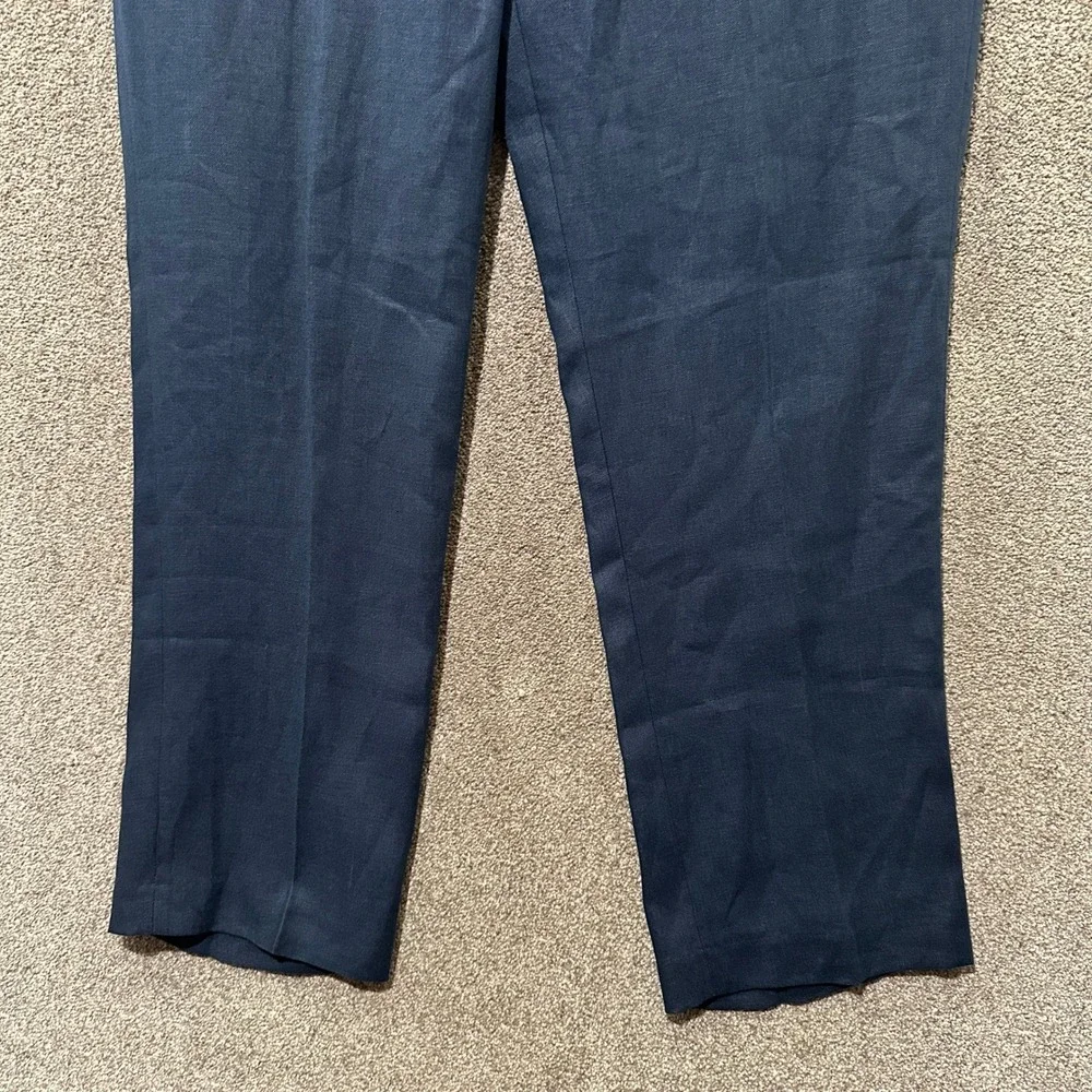 LL Bean Signature Kennebunk 100% Linen Pants Mens 38x34 Navy Blue Coastal Summer